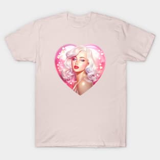Barbie in glossy heart - Romantic - Valentines day T-Shirt